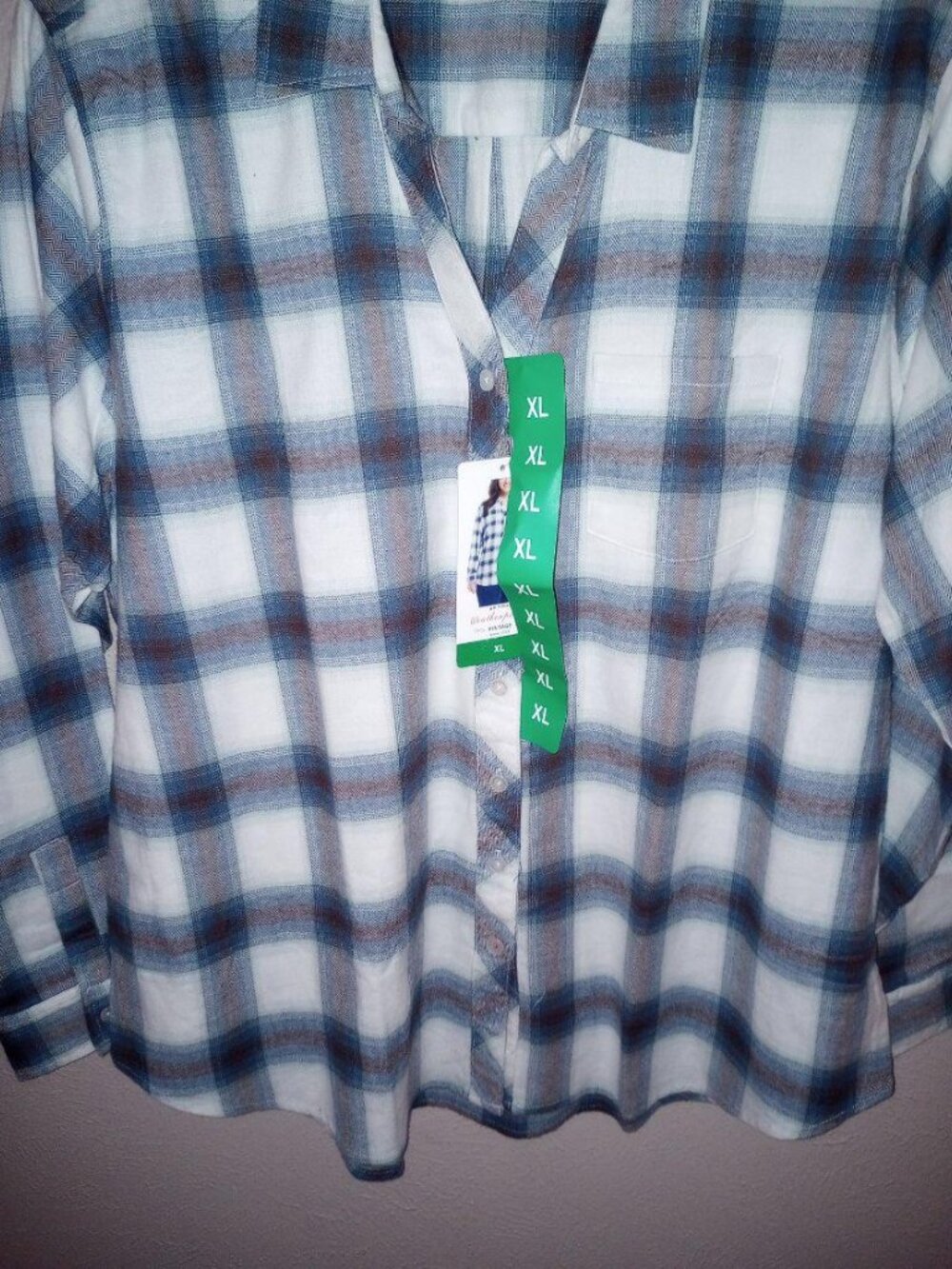 Original Weatherproof Vintage Women's Flannel Long Sleeve Shirt, Blue, Size XL - Picture 4 of 5